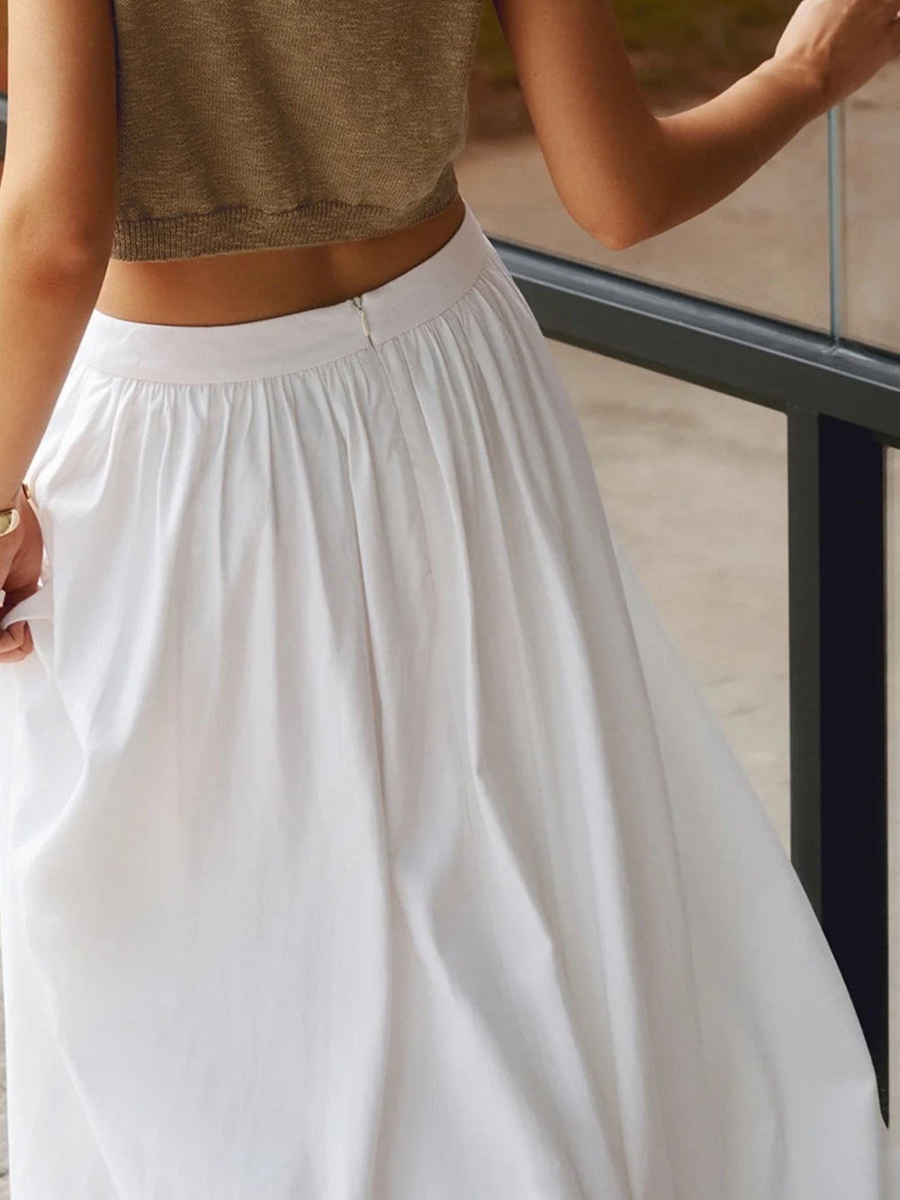 Commense Cotton Pleated Maxi Skirt - Picture 5 of 6